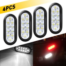 Oval White 10 Led Trailer Truck Reverse Backup Tail Lights Clear Lens 12v 4x 6