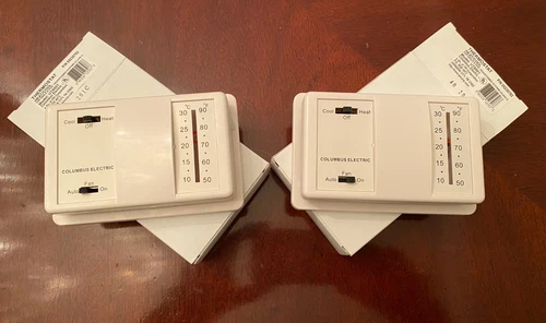 2X - TPI Columbus Electric Low Voltage Thermostat Heat/Cool, Fan Switch Type UT