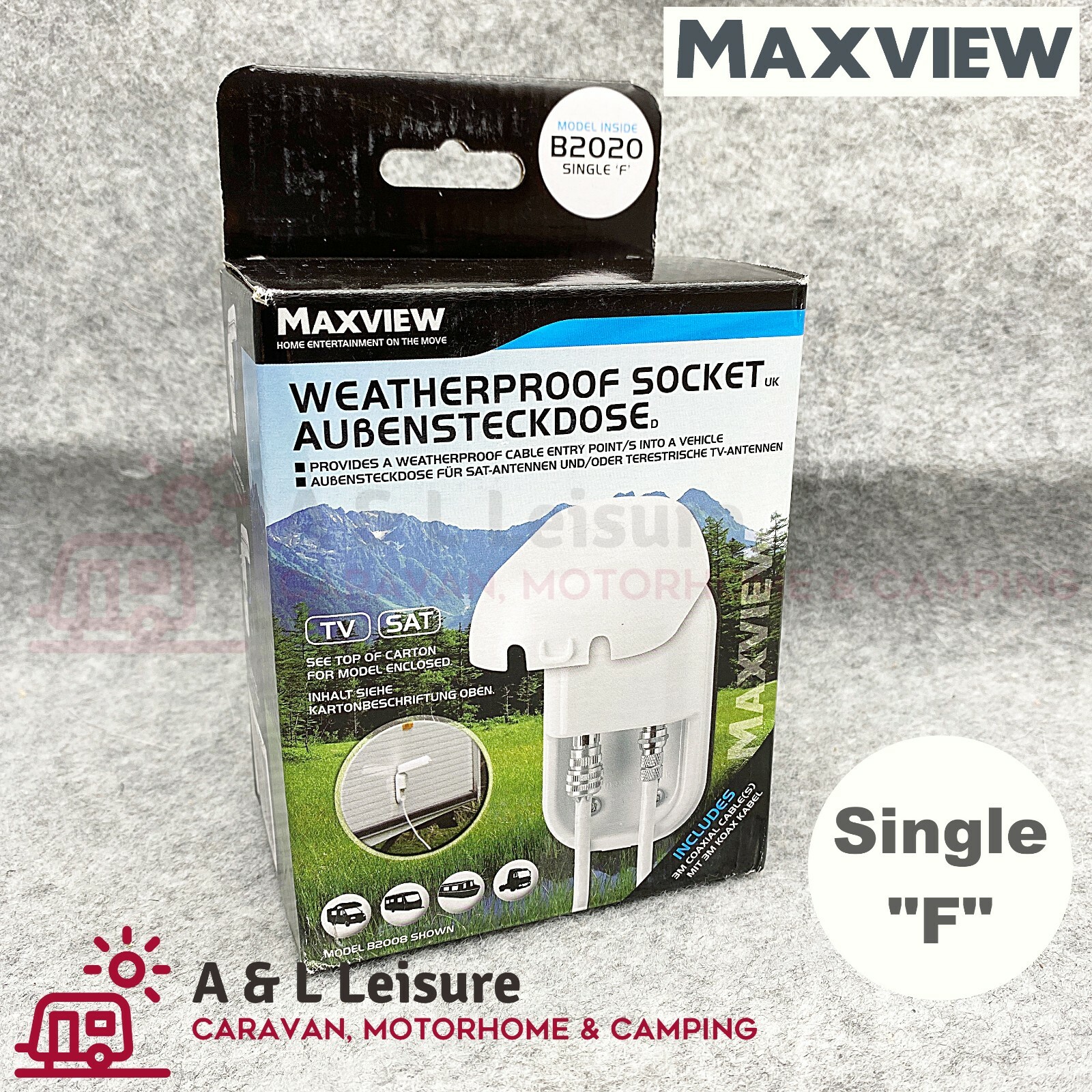 External Satelite TV Socket Weatherproof Maxview Caravan, Motorhome, Boat B2020