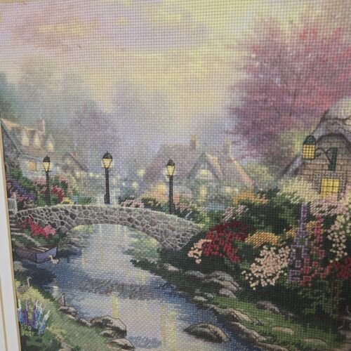 Ponte lampione punto croce Thomas Kinkade 50925 completo incorniciato nodi francesi - Foto 3 di 9