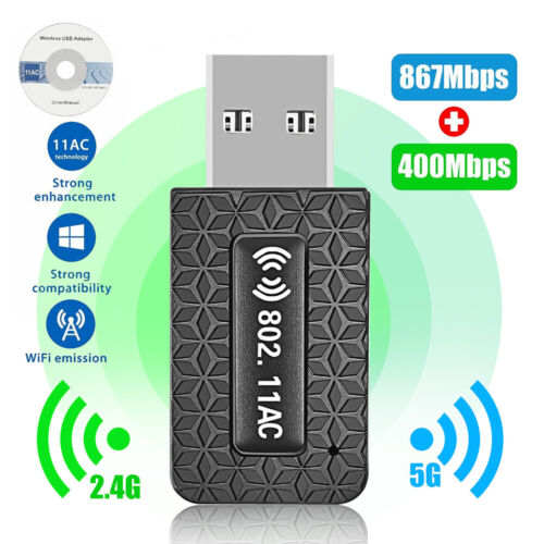 1300Mbps USB3.0 Wireless WiFi Adapter Dongle Dual Band 5G/2.4G Desktop Laptop PC - Picture 1 of 10