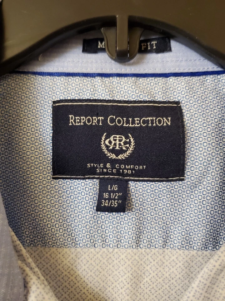 Report Collection Mens Dress Shirt Modern Fit Long Sleeve Collared Blue - Image 4 of 4