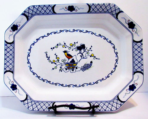 Wedgwood Georgetown Blue /White Volendam Platter/Sugar/Creaner 1980s 14"x11" - Picture 2 of 14