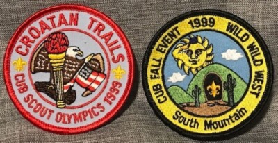 (2) Cub Scout Patches - 1999 Croatan Trails Olympics, Fall Event Wild Wild West