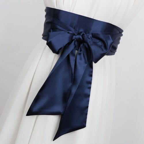 Lady Satin Faux Silk Wide Belt Waistband Japanese Obi Lace Up Long Ribbon Belt - Bild 19 von 20