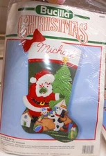 NIP Bucilla Christmas Felt Stocking Kit Jeweled SANTA'S GIFTS 18" #82822