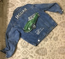 Lily Farouche Denim Jaguar Painted Auto Jacket Blue Indianhead Hardware Size Xl