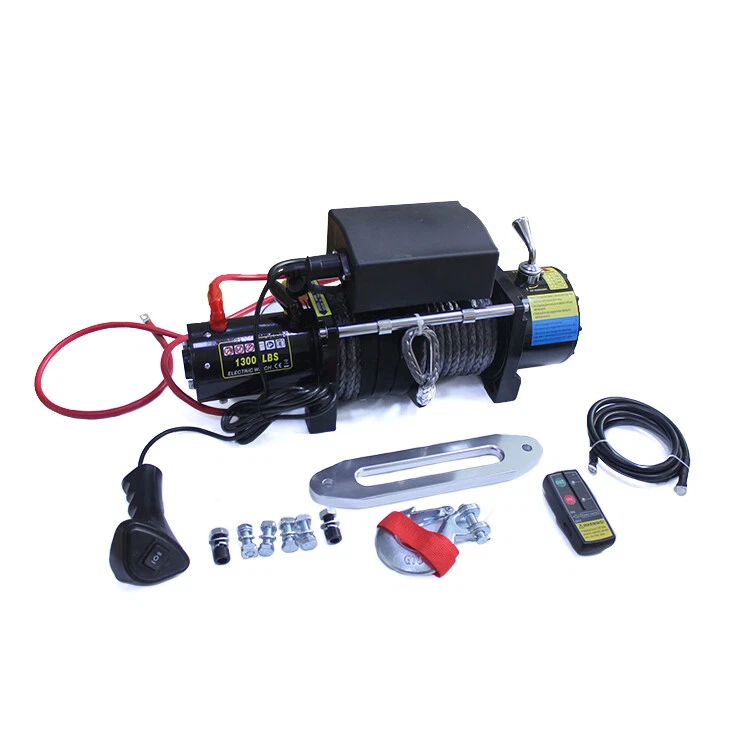 Elektrische Motorwinde 13000 lbs 5900 kg 12 Volt mit Kunststoffseil Seilwinde - Bild 2 von 4