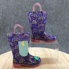 Western Chief Rain Boots Child 7 Purple Pink Rainbow Waterproof Pull On NEW