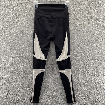 Alo Yoga Womens XS Black & White Striped Contrast High Waist