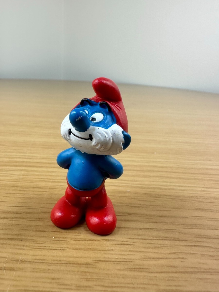 Rare Vintage Thinking Papa Smurf Smiling Figure PVC Toy Rare Vintage Thinking Papa Smurf Smiling Figure PVC Toy