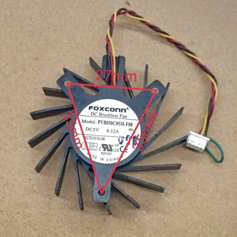 For Dell Precision T5500 PVB050C05M-F00 graphics card cooling fan DC5V 0.32A - Image 2 of 3