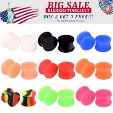 2pcs Solid Silicone Ear Gauges Soft Ear Skins Ear Plug Tunnels Body Piercing