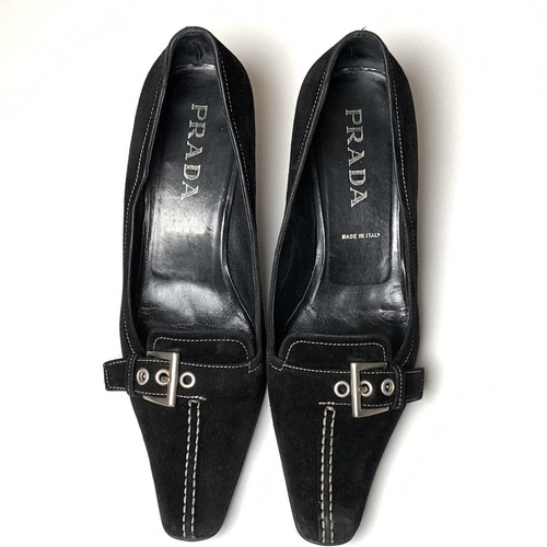 prada black suede pumps