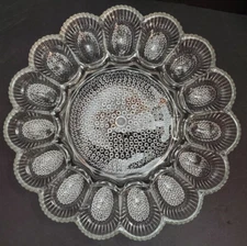 Vintage Indiana Clear Hobnail Decorative Glass Deviled Egg Dish Plate Tray 11”