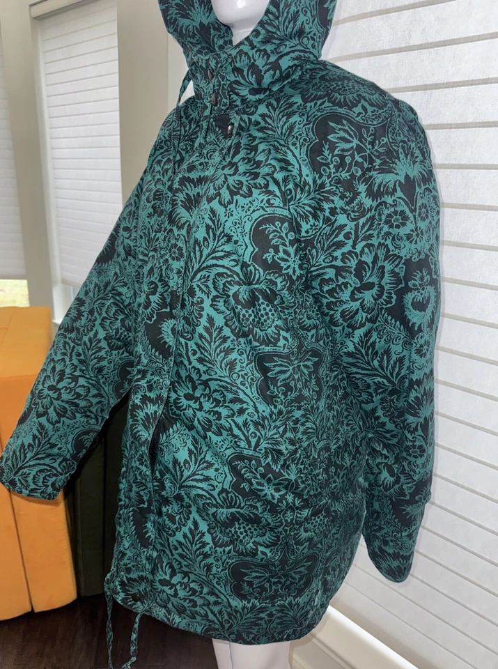 Chaqueta Eddie Bauer Vintage Plumón de Ganso Grande Con Capucha Verde Estampado Floral EE. UU. Foto 4 de 4