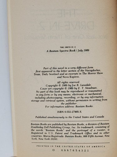 JOE R. LANSDALE SIGNED 1ST - The Drive in 2 - Picture 3 of 5