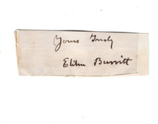 Elihu Burritt (1810–1879) Signed Clip Autographed / Diplomat, Social Activist