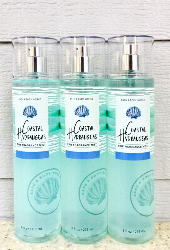 3-pack Bath & Body Works Coastal Hydrangeas 8oz Fine Fragrance Mist Set
