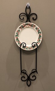 2 Tier Black Iron Metal Wall Decorative Plate Display Rack