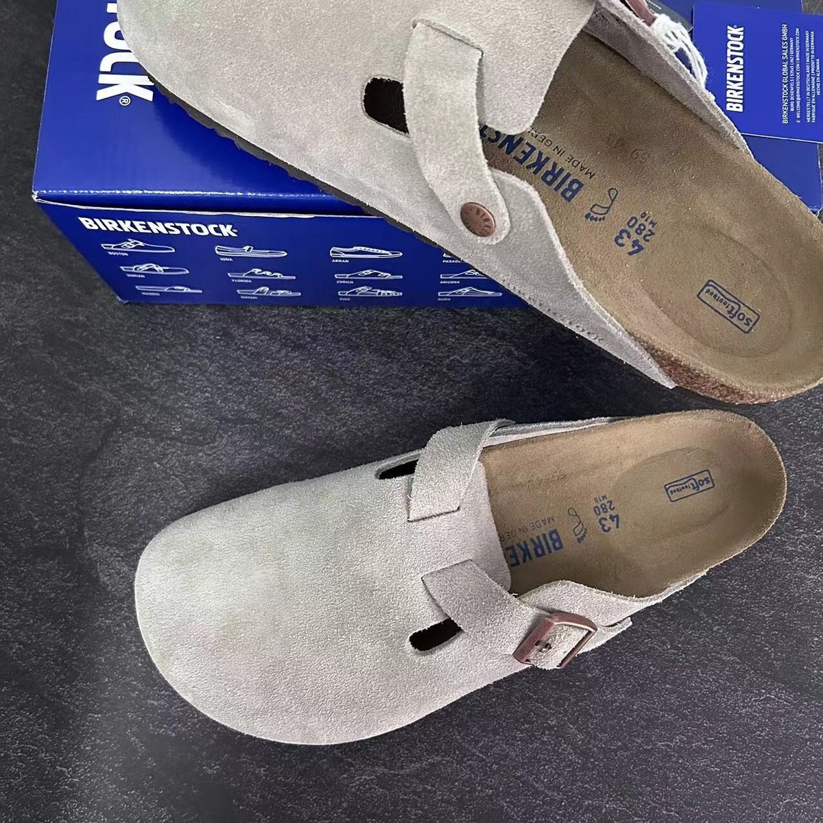 BIRKENSTOCK BOSTON TAUPE　サイズ42 Boston Soft Footbed Suede Leather in Color Taupe