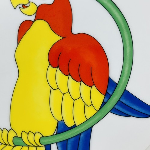 Vintage Fitz And Floyd Parrot In Ring Ceramic Plate 1979 Macaw Parrot Yellow Red - Picture 8 of 8