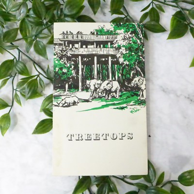 Vintage Treetops Weinliste & Essen Tier Elefant Szene Karton Papier Menü