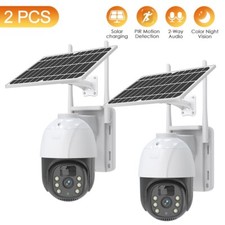 2x Sansco 3MP Wi-Fi Solar PTZ Security Camera 2-way Audio Wireless Surveillance