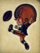 Original Vintage 1978 Cute Football Kicker Glitter Iron On Transfer