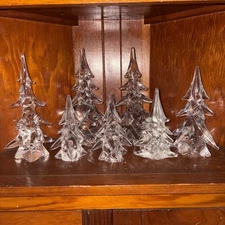 Crystal Clear Christmas Trees - Lot of 7 - Variety Of Sizes