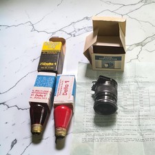 Vintage Darkroom Accessory Lot Slide Duplicator Delta 1 Safelight Bulb w/ Boxes