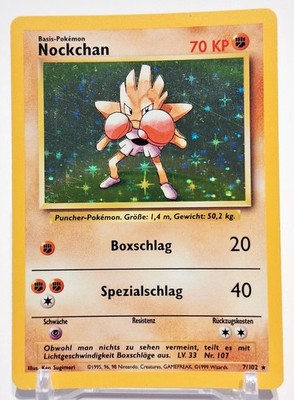 Pokemon Karte Nockchan 7/102 Basis Set Base 1999 Vintage Hitmonchan Holo Rare EX