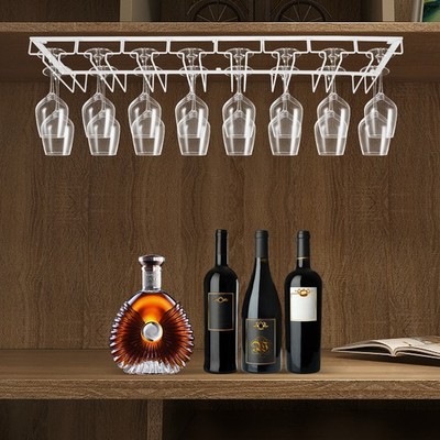 Metal Glass Cup Rack Organizer For Kitchen Desk 8 Row Hanging Wine Cup Holder