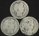 Lot of 3x Barber SILVER Half Dollars 50C: 1899 O, 1902, 1911 D *RARE TYPE COIN*
