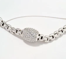 Diamonique Sterling Silver Italia Barrel Chain Link Necklace, 18"