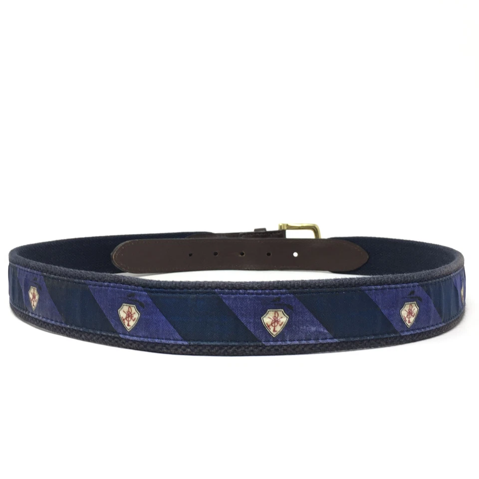 Cinturón de golf Vineyard Vines para hombre talla 38 azul tema de golf cuero marrón hebilla de latón Foto 3 de 4