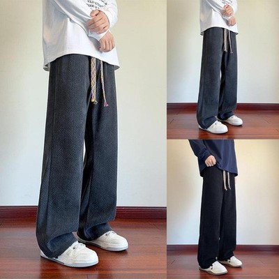 Herren Freizeithose gerades Bein volle Länge strukturiertes Polyester lockere Passform