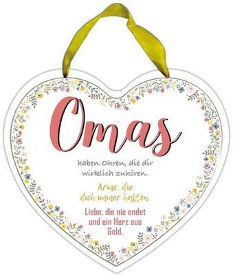 Herz-Blechschild Omas haben ein Herz aus Gold - 19,8 x 17,4cm HB005