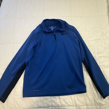 Nike Men  s Blue Therma-Fit Quarter Zip Pullover Sweater Size Large