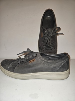 Ecco Soft 7 Casual Leather Shoes Gray Walking Mens Size EU 42 US 8, 8.5