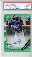2019 1ST BOWMAN CHROME JULIO RODRIGUEZ GREEN REF. PSA 9 WITH PSA 10 AUTO 29/99