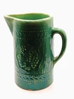 McCoy Sanitary Stoneware Company Green Pitcher Grapes, Circa 1920's  8 1/4"