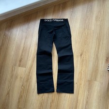 Dolce & Gabbana 00s Womens Low Waisted Black Logo Trouser Pants Size 38