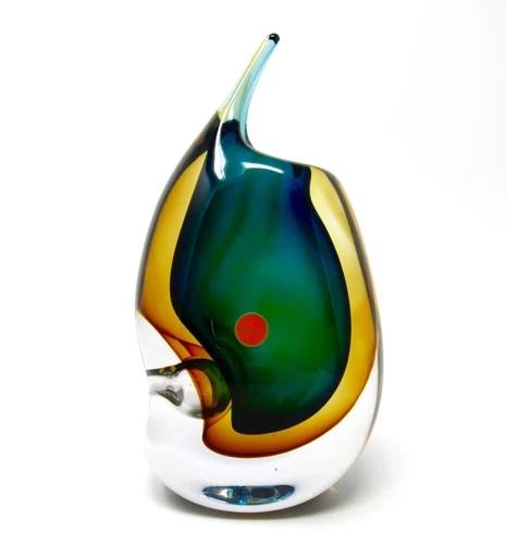 Striking 20th Century Murano Sommerso Submerged Freeform Wing Vase & Label 2.7kg