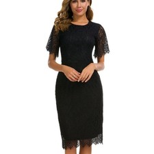NWT MSLG BLACK FLORAL LACE DRESS SMALL