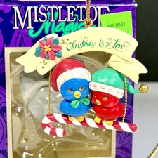 VTG Mistletoe Magic Collection Christmas Ornament Love Birds Christmas Is Love