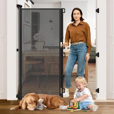 65” Extra Tall Dog Gates for Doorways 55” Wide Retractable Baby Gates for Dogs M