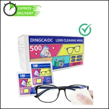 500 Count Lens Cleaning Wipes for Eyeglasses, Pre-Moistened Individually Wrapped