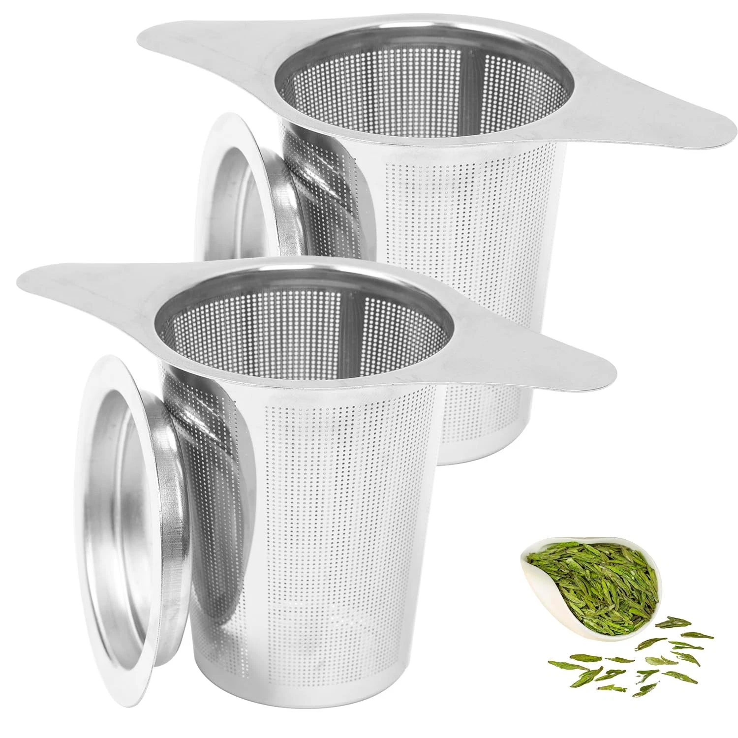2 Pack Stainless Steel Tea Strainer,Tea Filter,Tea Strainer for Loose Tea Cup,with Lid...
