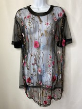 Fashion Nova Womens Sheer Tunic Top Size 1X Bathing Suit Cover Fairygoth Vampy